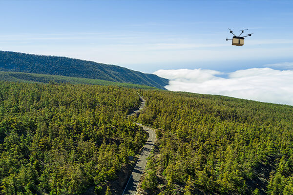 Aerial shoot from drone for packaging drop